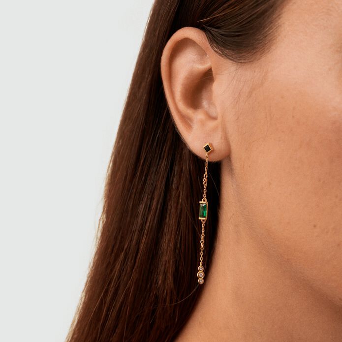 Pendientes largos SCARLET - Verde / Dorado - Pendientes  | Agatha