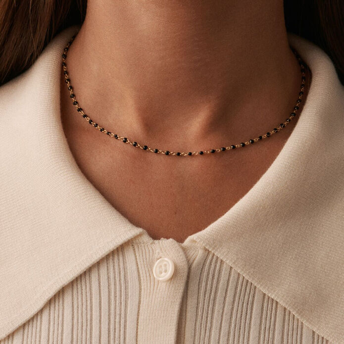 Collar corto SMARTY - Negro / Oro - Collares  | Agatha