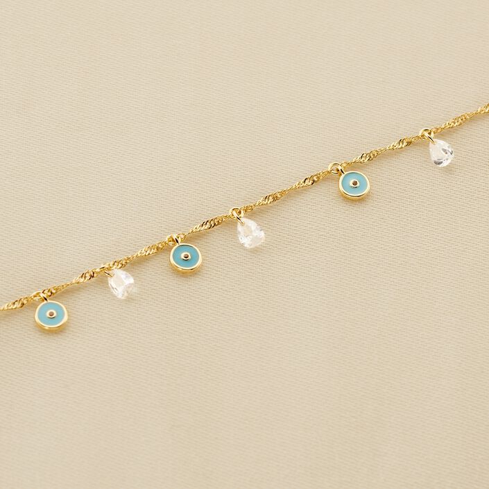 Pulsera de cadena CYCLADES - Turquesa / Oro - Pulseras  | Agatha