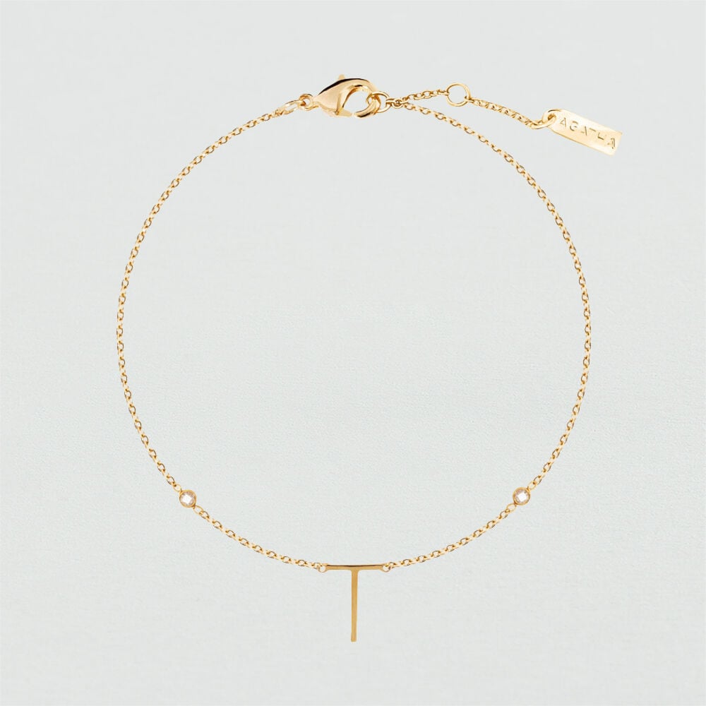 Pulsera de cadena LETTRE T - Cristal / Dorado - Pulsera de cadena  | Agatha