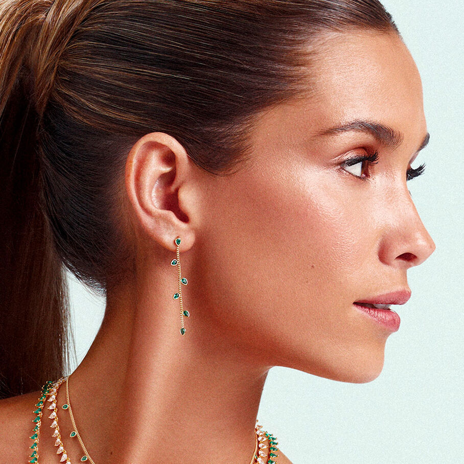 Pendientes largos NEITH - Verde / Dorado - Pendientes  | Agatha