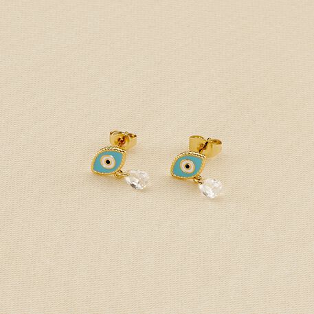 Pendientes cortos CYCLADES - Turquesa / Oro - Pendientes  | Agatha