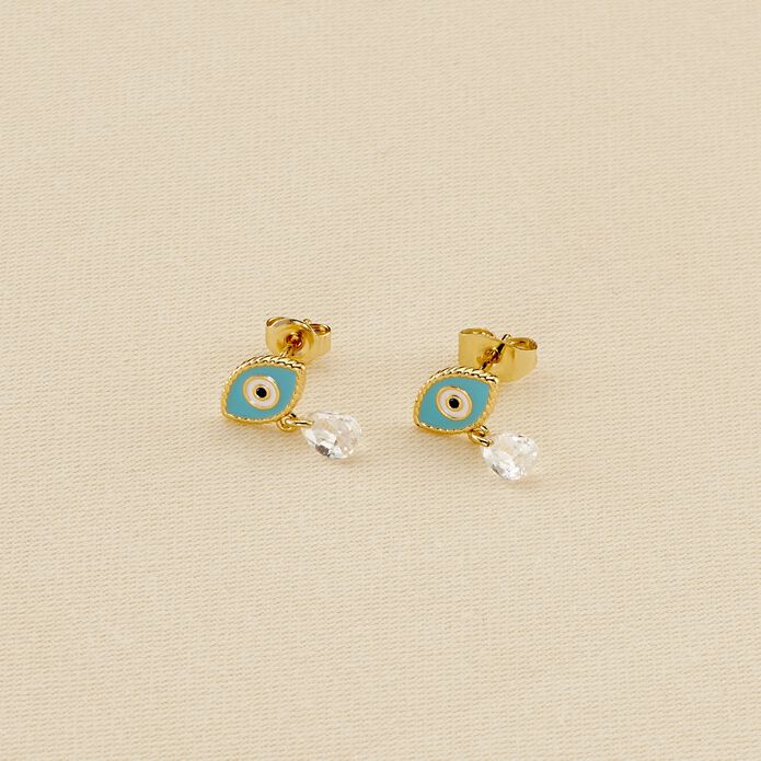 Pendientes cortos CYCLADES - Turquesa / Oro - Pendientes  | Agatha