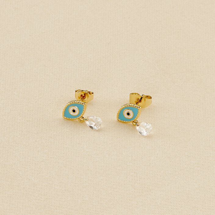 Pendientes cortos CYCLADES - Turquesa / Oro - Pendientes  | Agatha