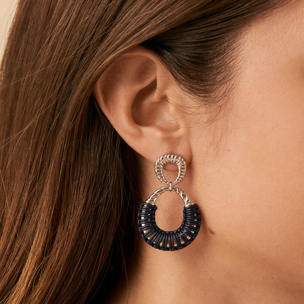 Pendientes largos TWIGGY - Plateado / azul oscuro - Pendientes largos  | Agatha