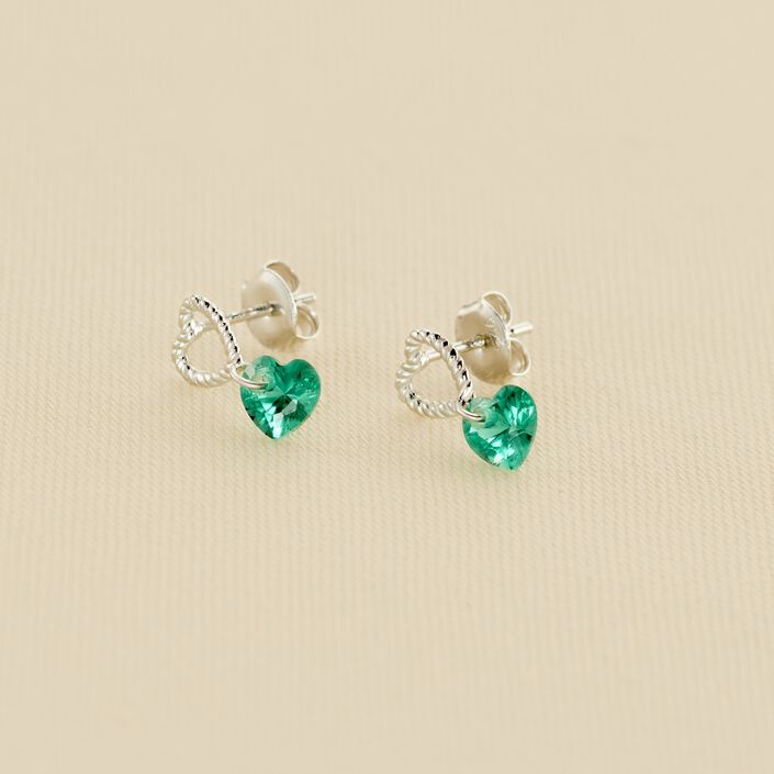 Pendientes cortos BEGUIN - Verde / Plata - Pendientes  | Agatha