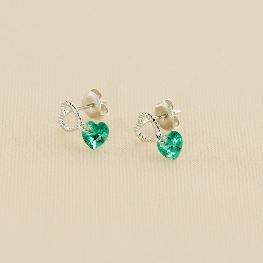 Pendientes cortos BEGUIN - Verde / Plata - Pendientes  | Agatha