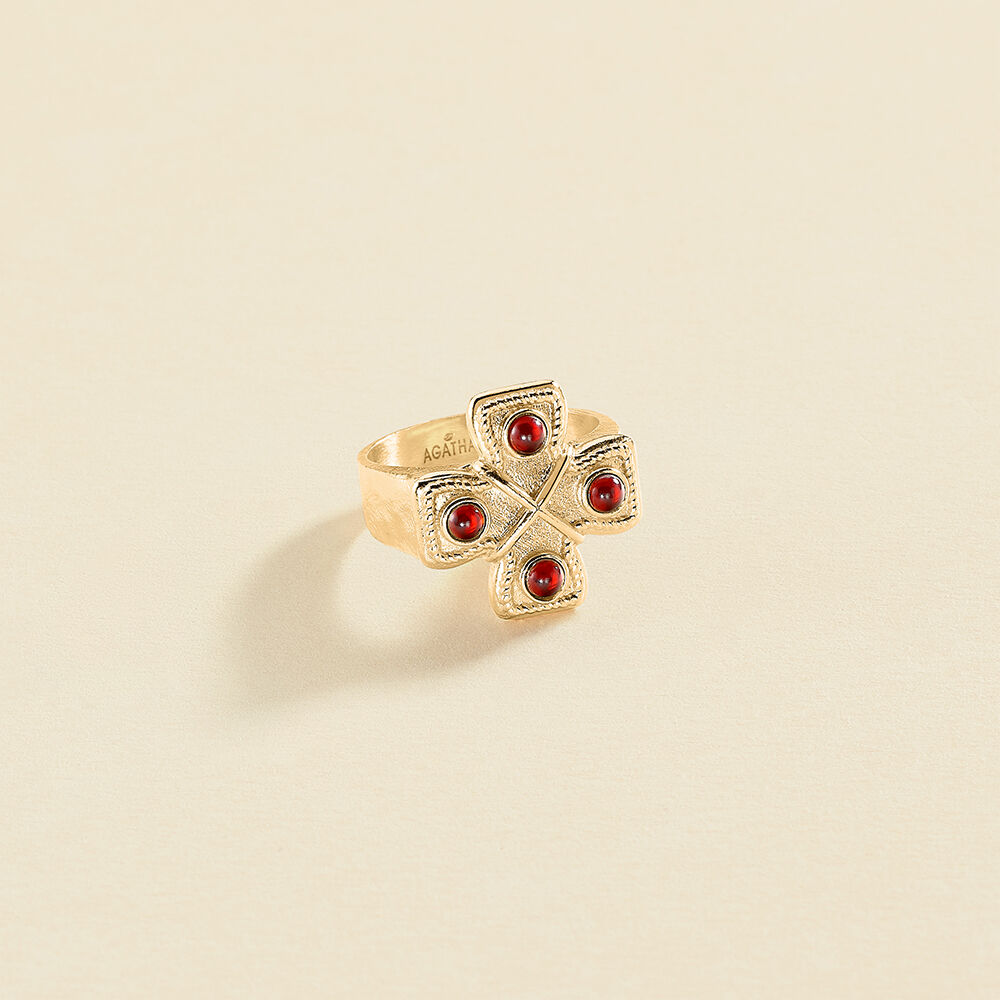 Anillo ancho N-13 - Rojo / Oro - Anillo ancho  | Agatha
