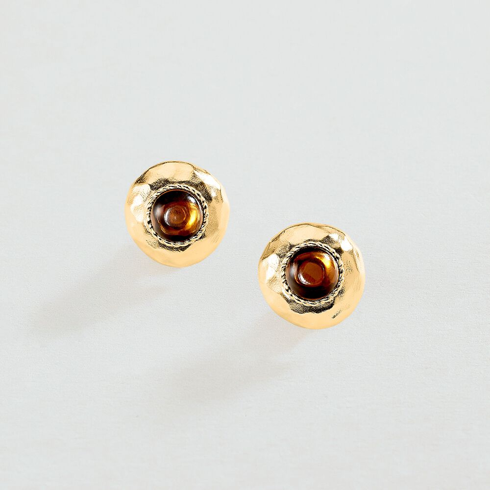 Pendientes de clip N-13 - Marr&oacute;n / Dorado - Pendientes de clip  | Agatha