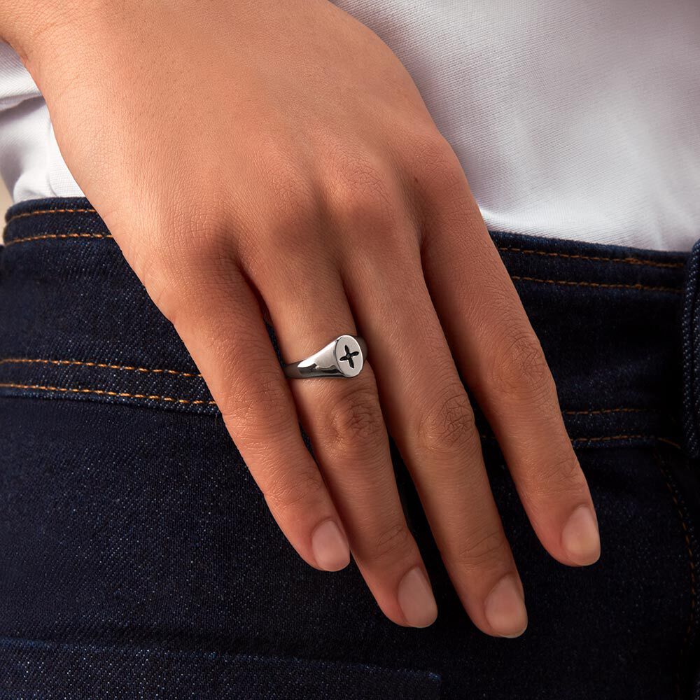 Anillo fino SIGNET - Cristal / Plateado - Anillos  | Agatha