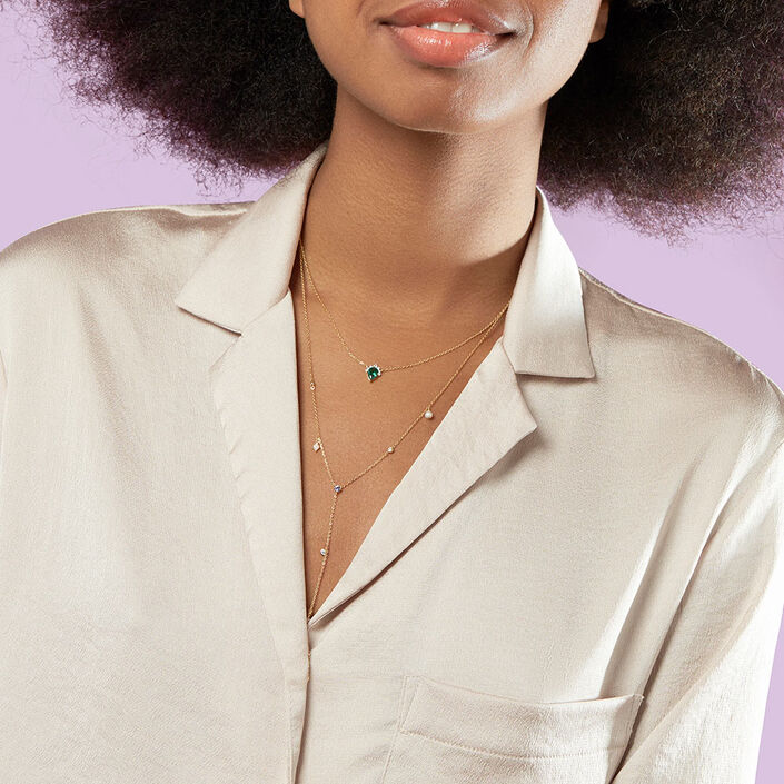 Collar largo ASTRE - Verde / Dorado - Collares  | Agatha