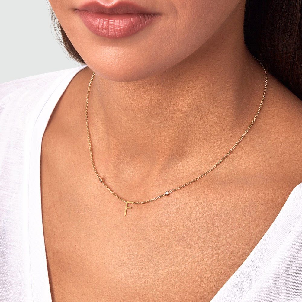 Collar corto LETTRE F - Cristal / Dorado - Collar corto  | Agatha