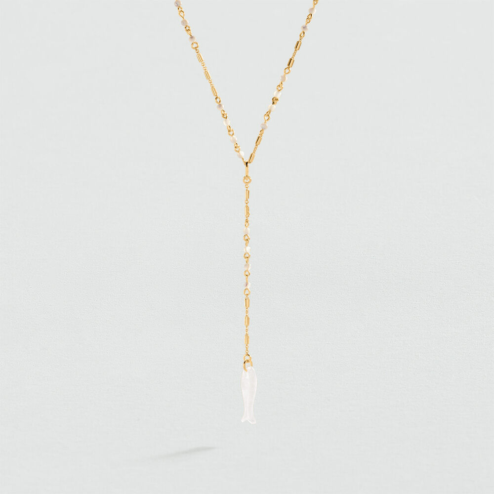 Collar largo CALMA - Blanco / Oro - Collares  | Agatha