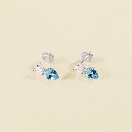 Pendientes cortos JACKIE - Plata / Azul aguamarina - Pendientes  | Agatha