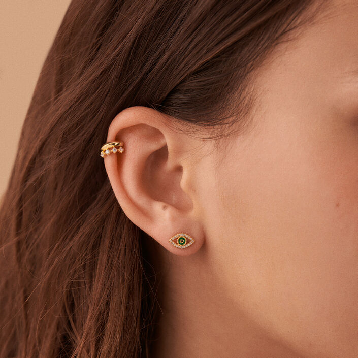 Pendientes cortos LUCKY EYE - Verde / Dorado - Pendientes  | Agatha