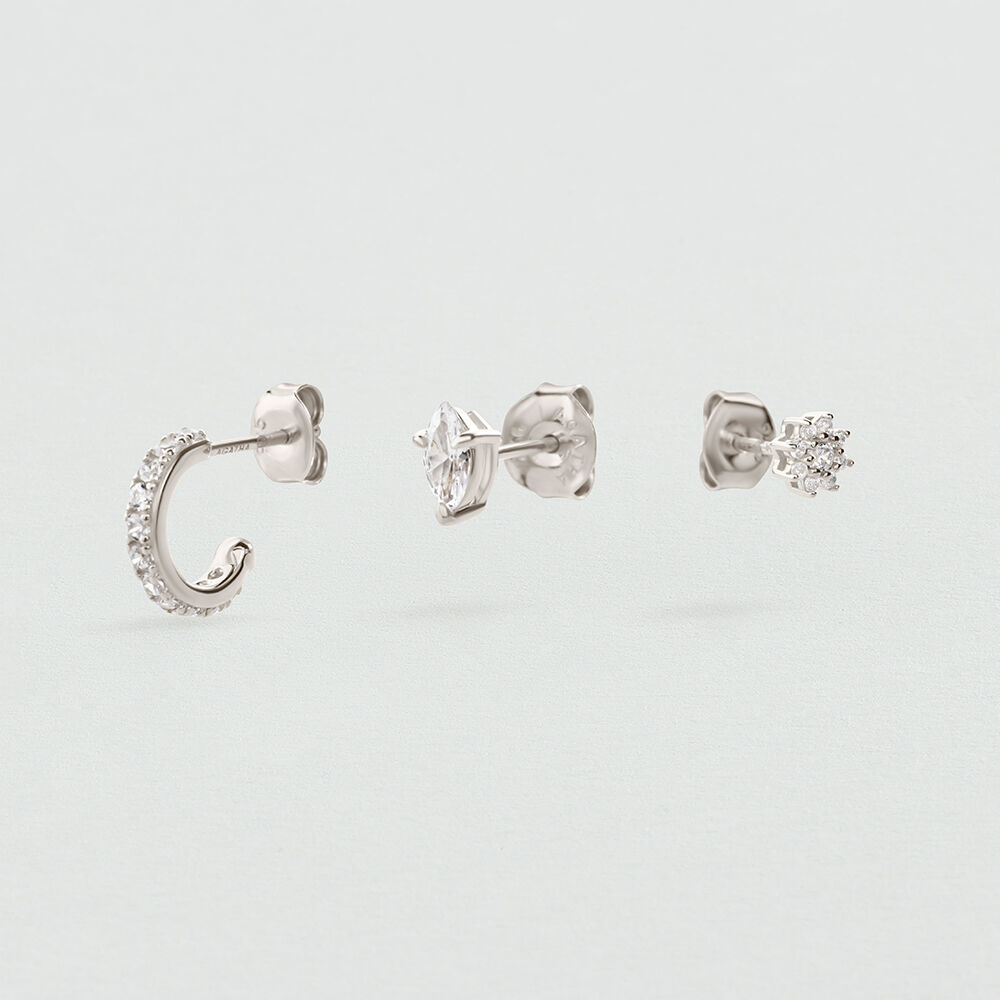 Set de pendientes MIX & MATCH - Cristal / Plateado - Pendientes cortos  | Agatha