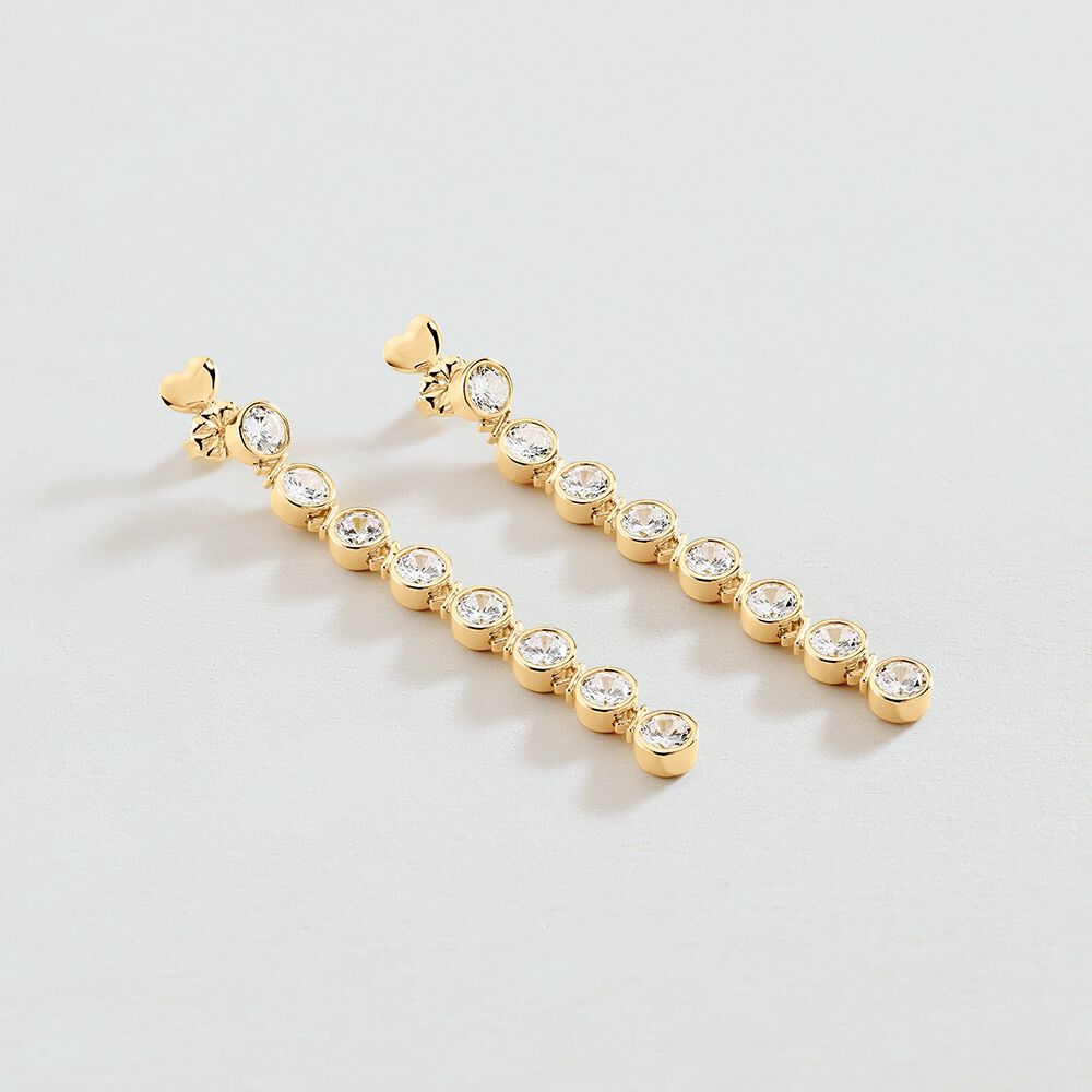 Pendientes largos N-13 - Cristal / Dorado - Pendientes de fantasía  | Agatha