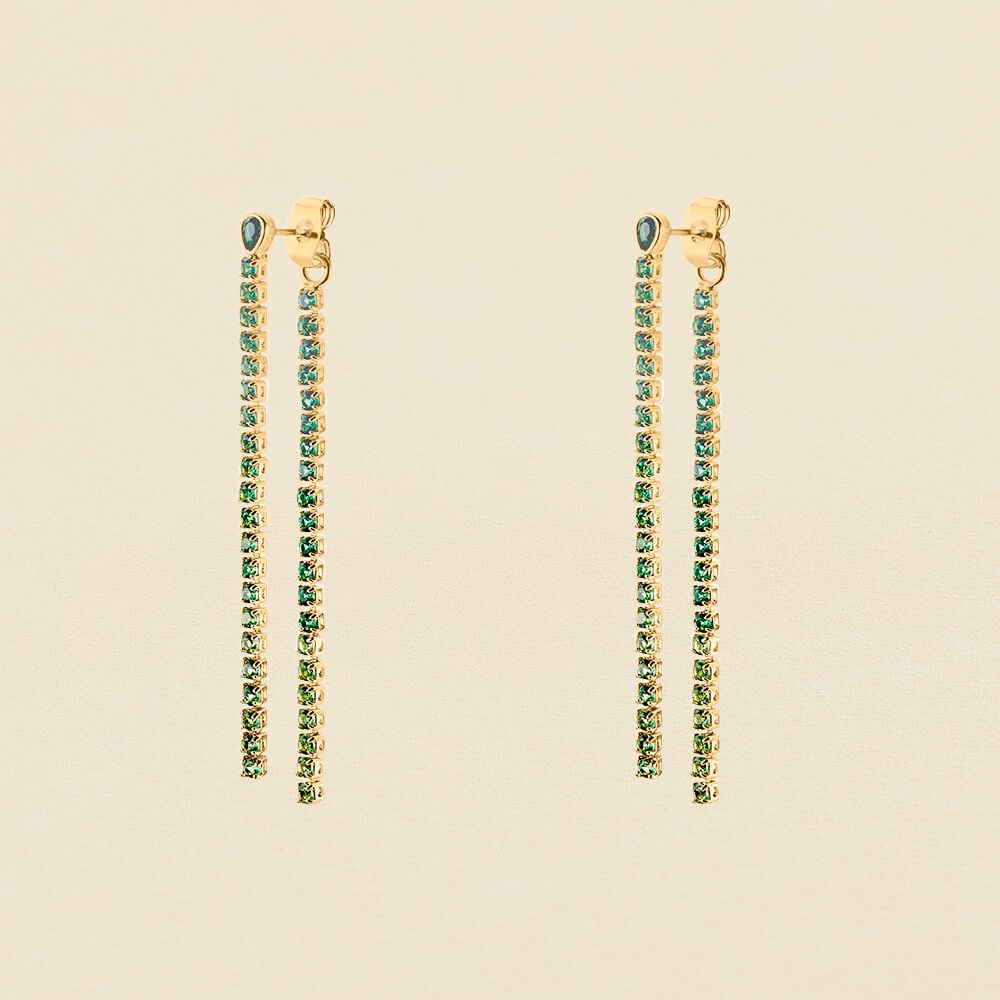 Pendientes largos ISIS - Verde / Dorado - Pendientes de fantas&iacute;a  | Agatha