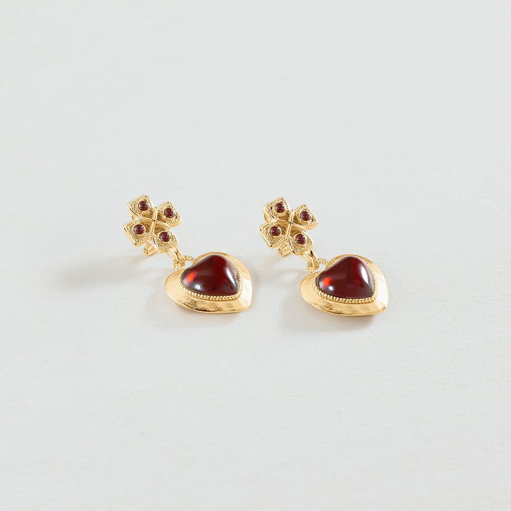 Pendientes largos N-13 - Rojo / Oro - Pendientes de fantasía  | Agatha