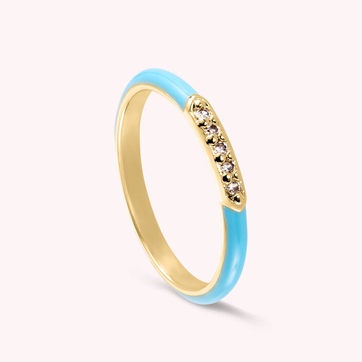 Anillo fino BONHEUR - Turquesa / Oro - Anillos  | Agatha