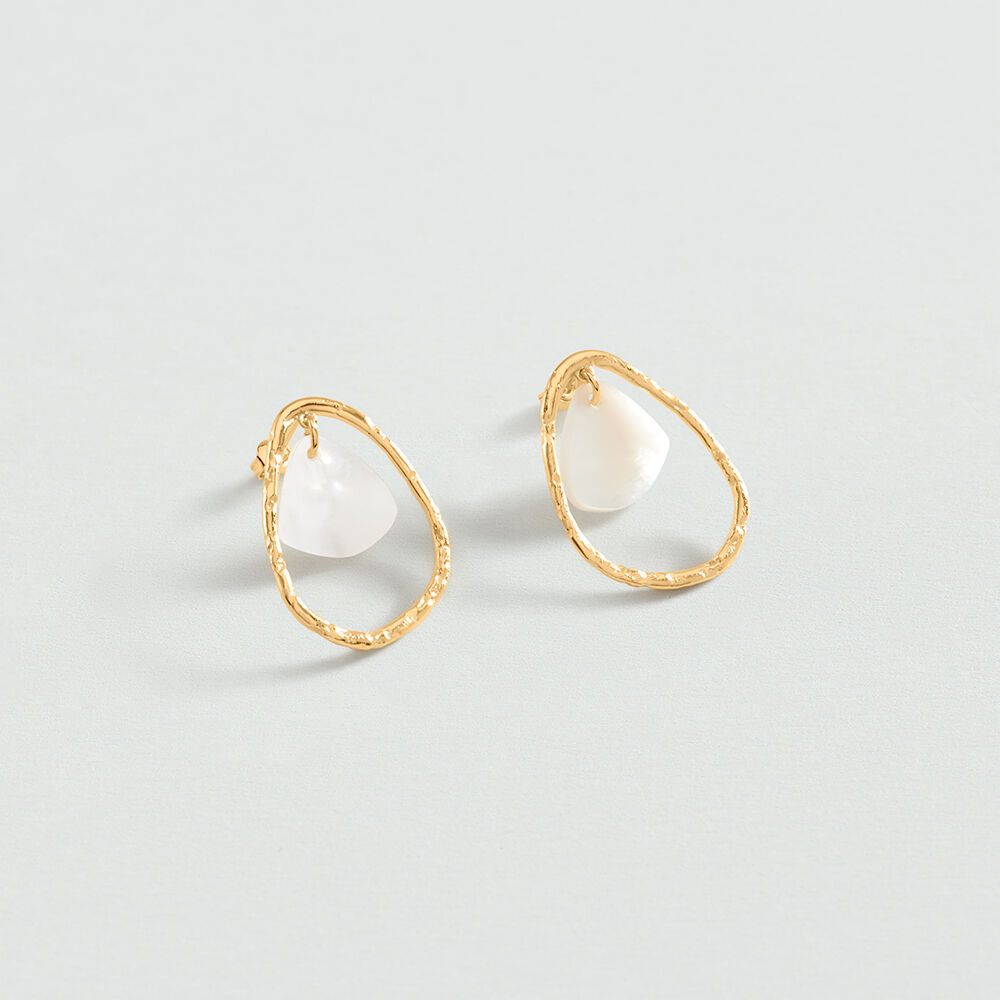 Pendientes largos CALMA - Blanco / Oro - Pendientes  | Agatha