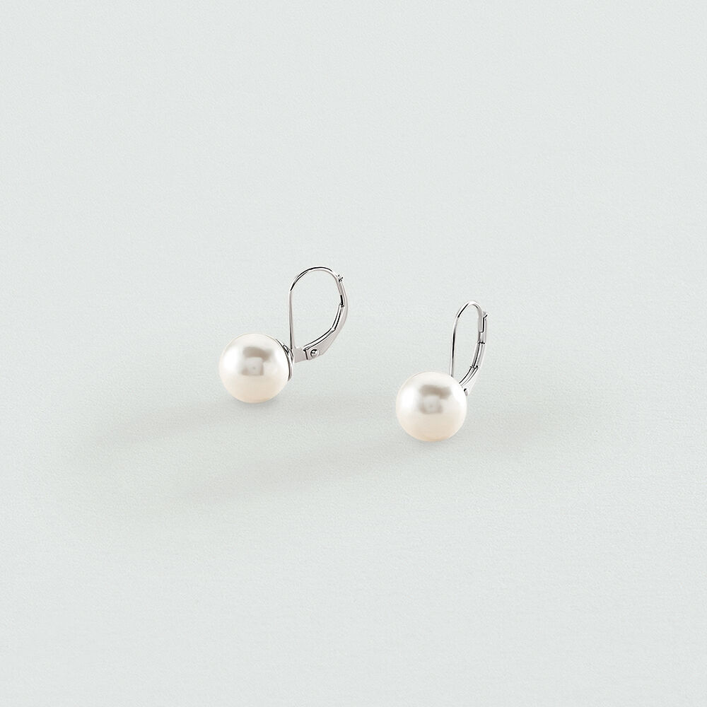 Pendientes largos PEARLY - Perla / Plata - Pendientes largos  | Agatha