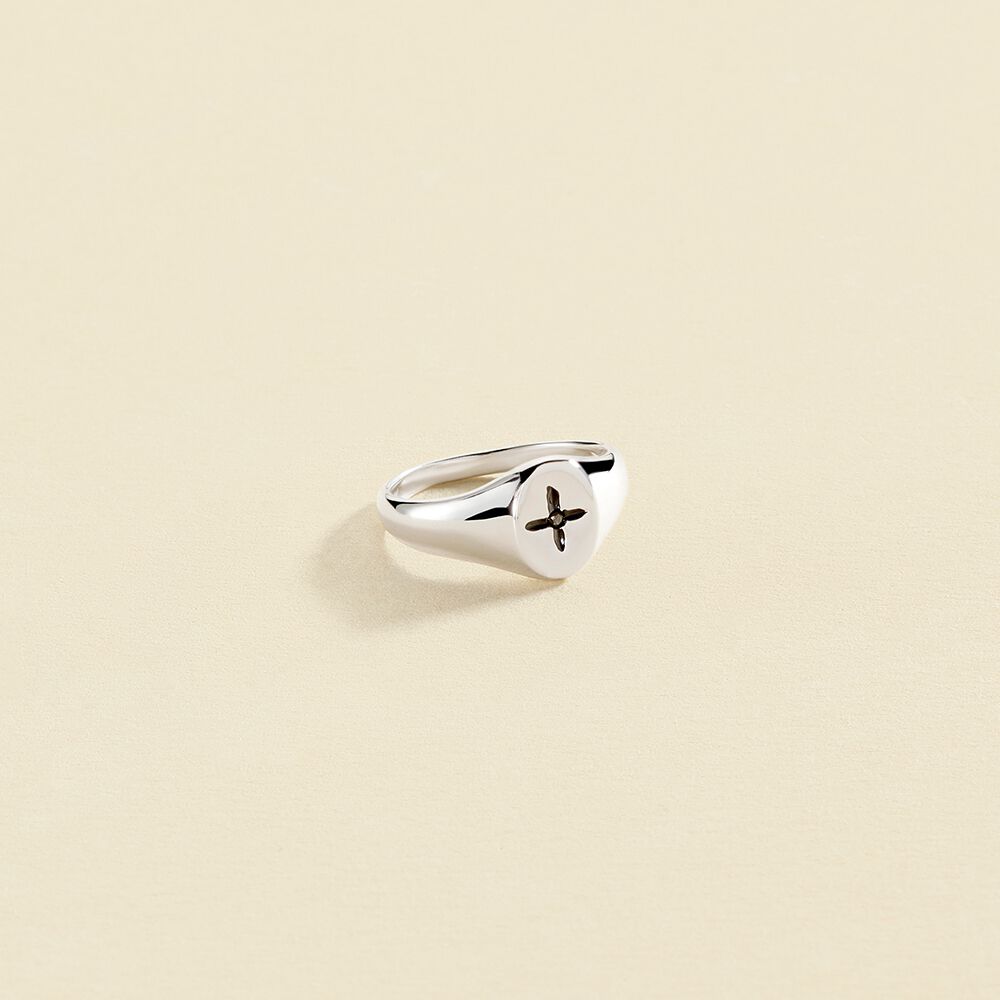 Anillo fino SIGNET - Cristal / Plateado - Anillos  | Agatha