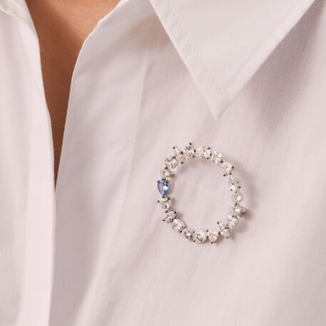 Broche JACKIE - Plata / Azul aguamarina - Joyas  | Agatha