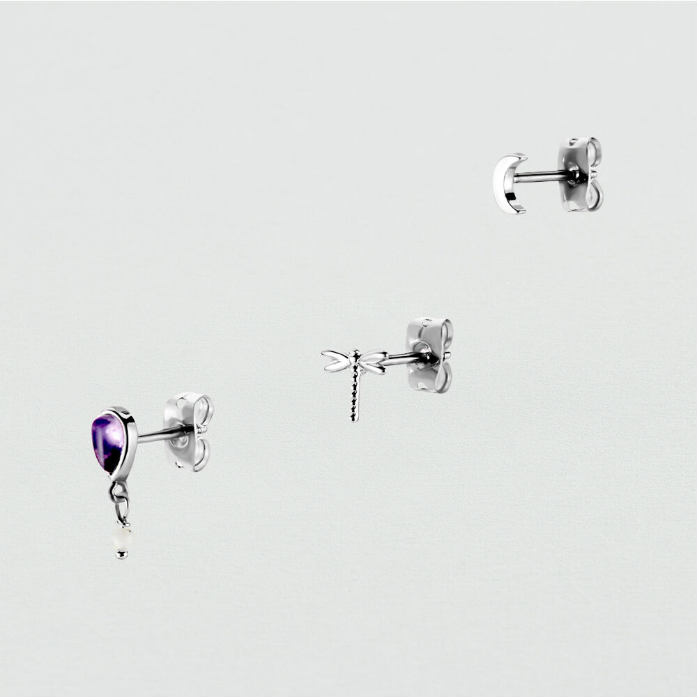 Pendientes cortos FLAP - Amatista / Plata - Pendientes cortos  | Agatha