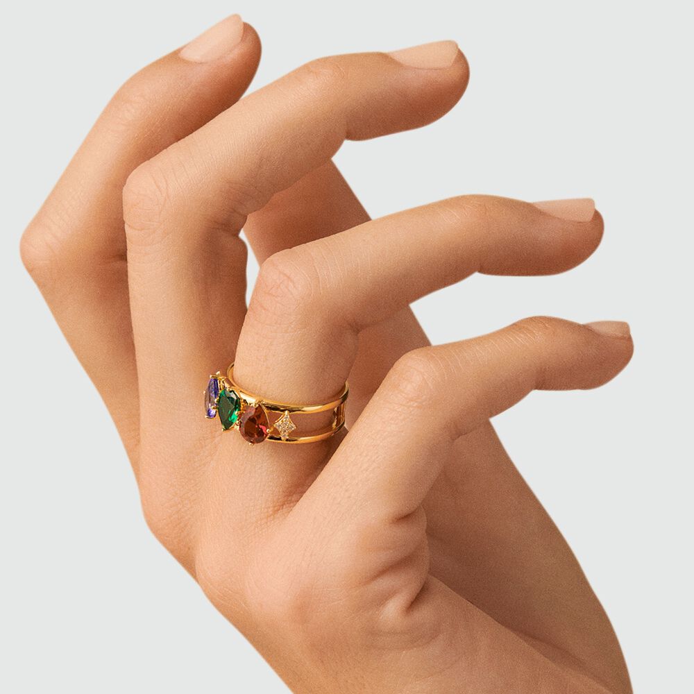 Anillo ancho ASTRE - Multicolor / Oro - Anillo ancho  | Agatha
