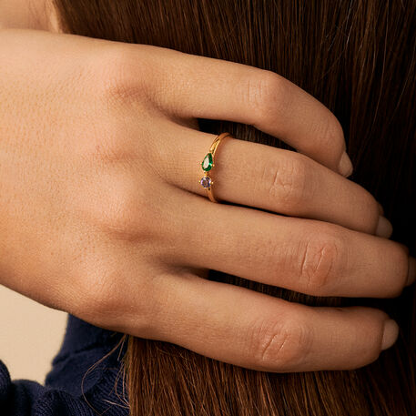 Anillo fino ASTRE - Verde / Dorado - Anillos  | Agatha