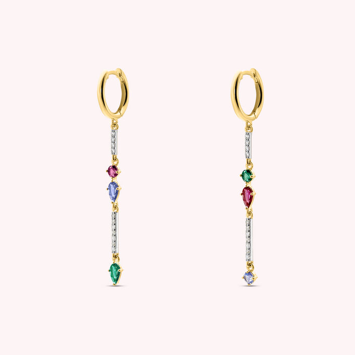 Pendientes largos ASTRE - Multicolor / Oro - Pendientes  | Agatha
