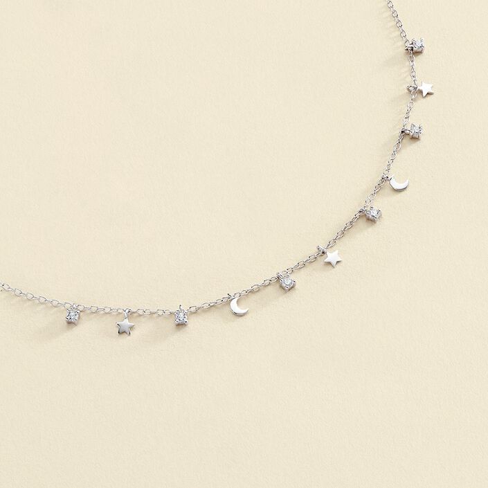 Collar corto LUNITAS - Cristal / Plateado - Collares  | Agatha