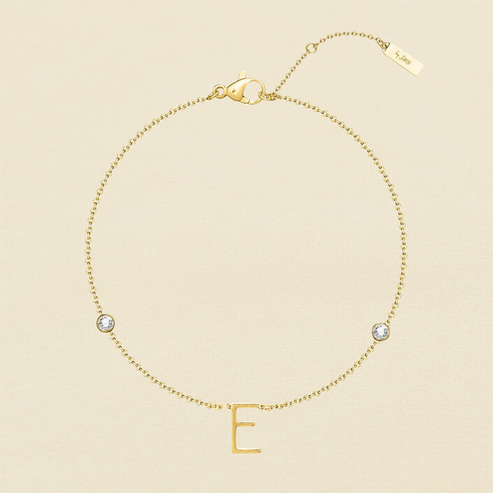 Pulsera de cadena LETTRE E - Cristal / Dorado - Pulseras  | Agatha