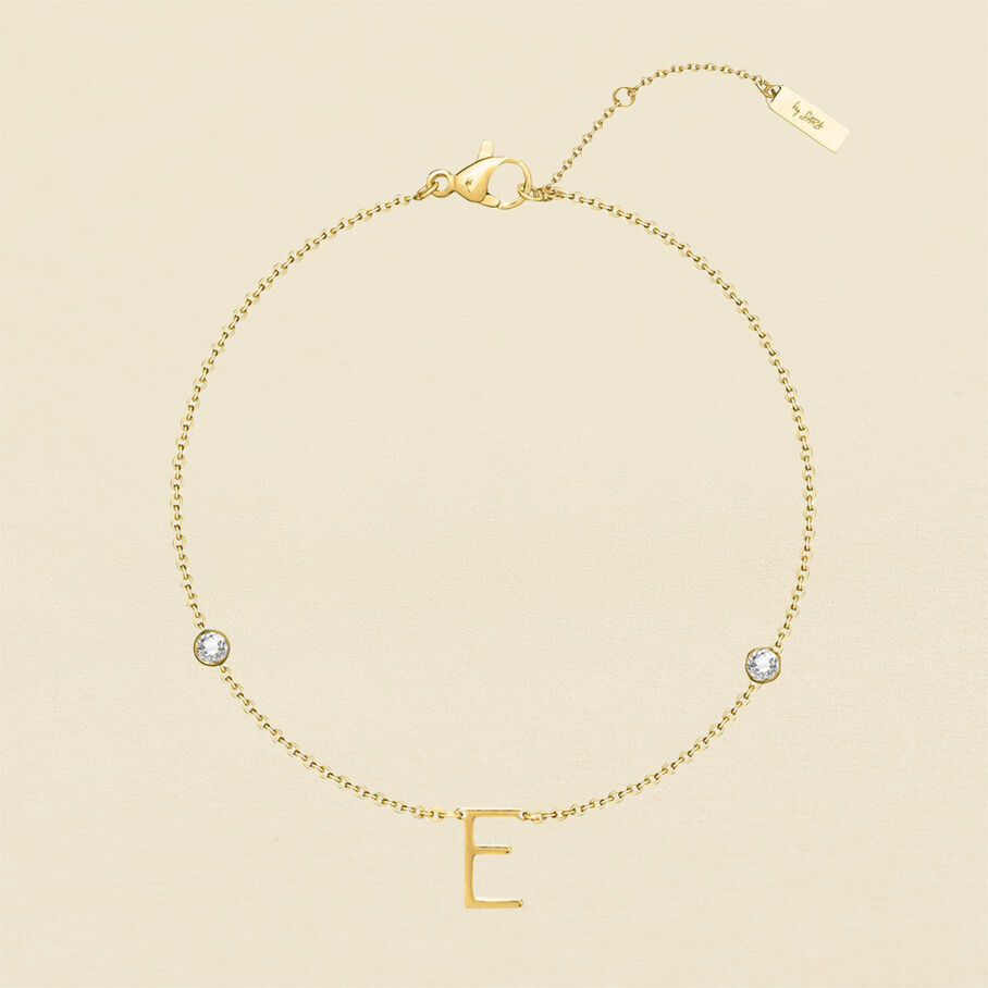 Pulsera de cadena LETTRE E - Cristal / Oro - Pulseras  | Agatha