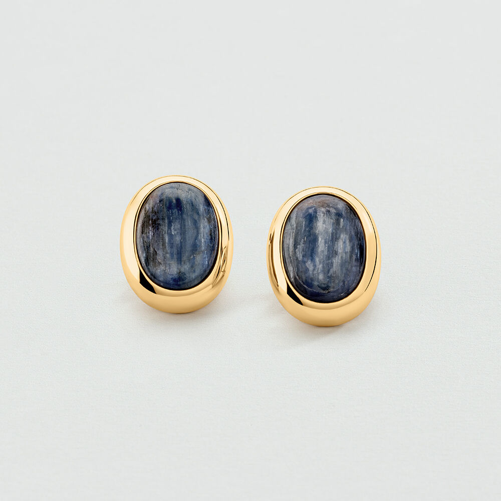 Pendientes largos LA RIVIERA - Azul / Oro - Pendientes de clip  | Agatha