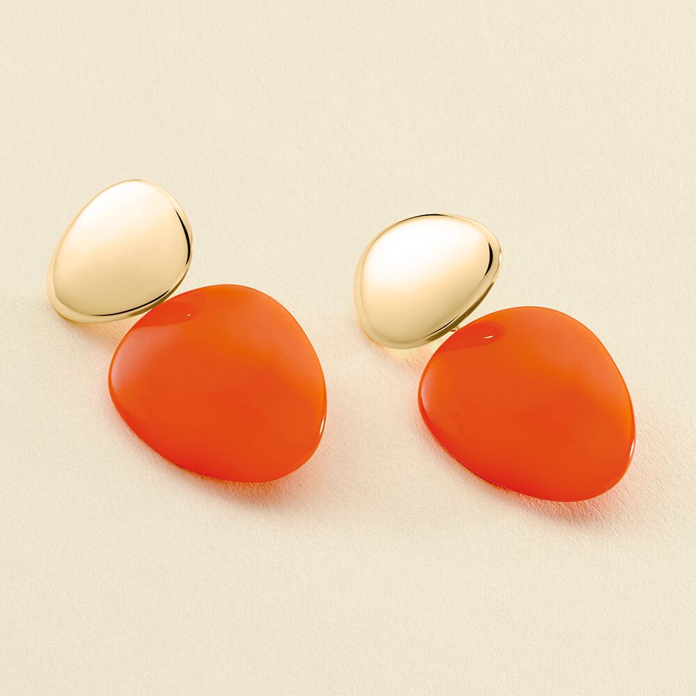 Pendientes largos BRIGITTE - Naranja / Oro - Pendientes de fantasía  | Agatha