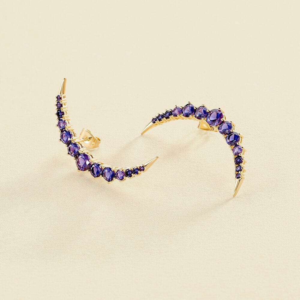 Pendientes cortos CREPUSCULE - Azul / Oro - Pendientes  | Agatha