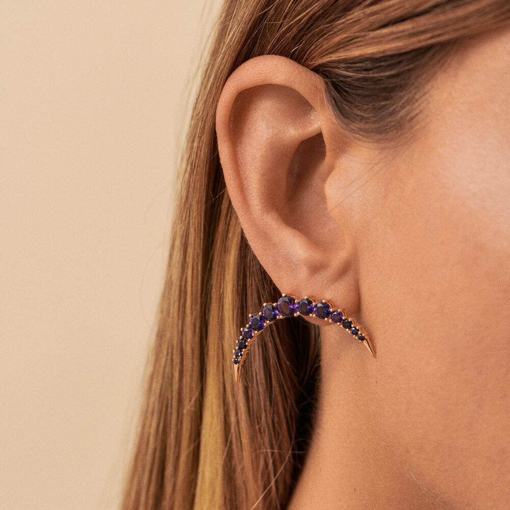 Pendientes cortos CREPUSCULE - Azul / Oro - Pendientes  | Agatha