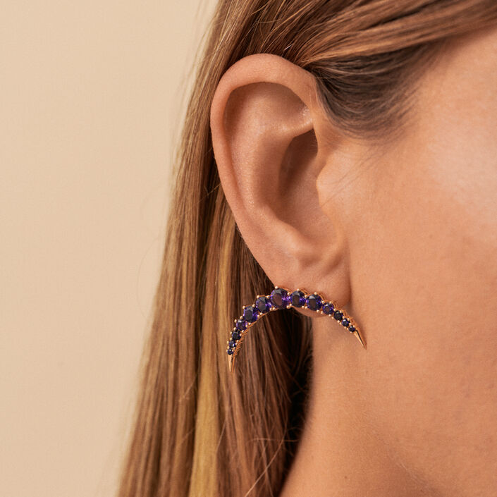 Pendientes cortos CREPUSCULE - Azul / Oro - Pendientes  | Agatha