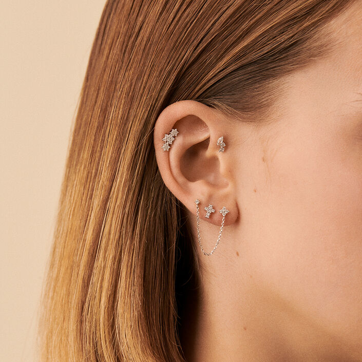 Piercing mini TRIOFLOR - Cristal / Plateado - Piercings  | Agatha