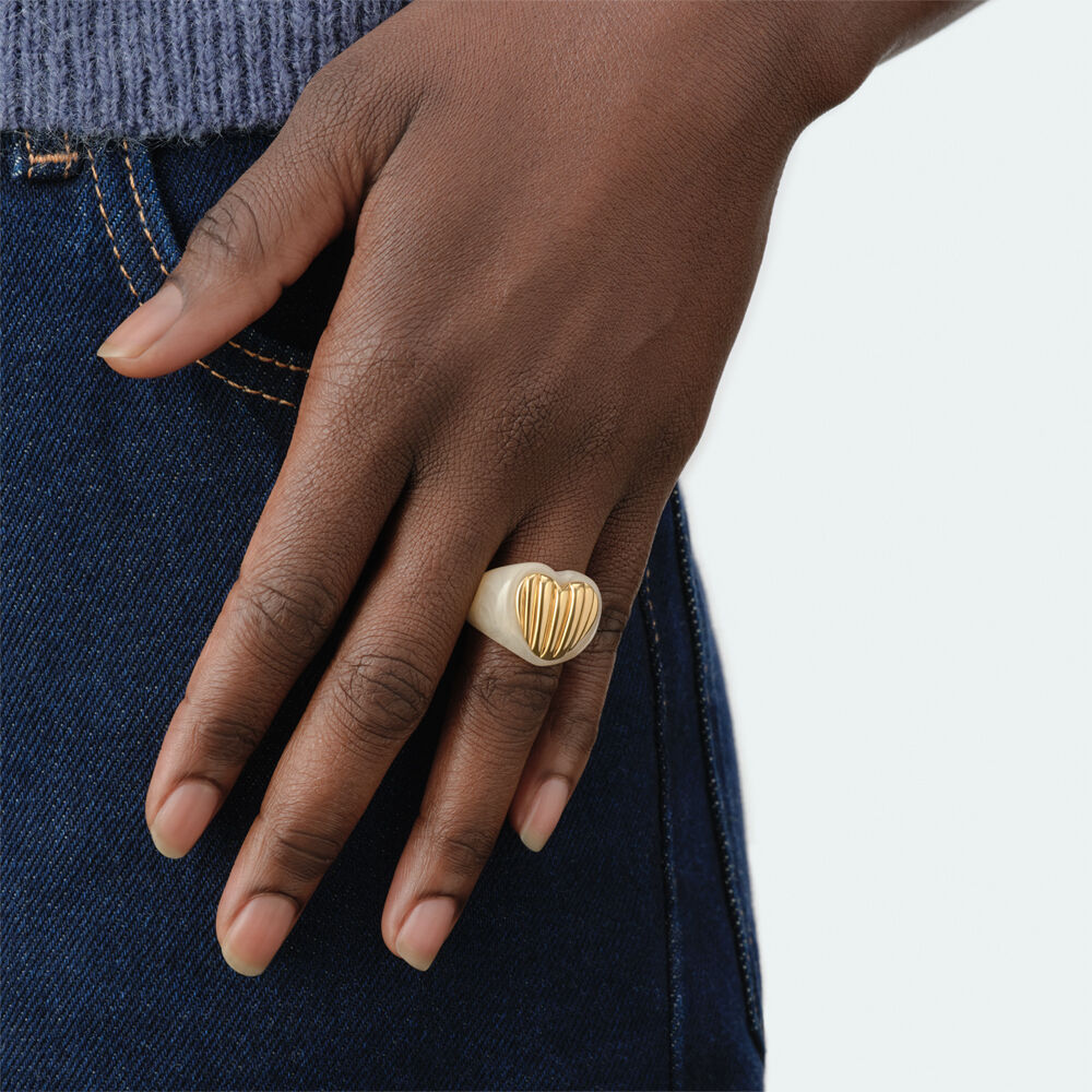 Anillo ancho SACR&Eacute; C&OElig;UR - Marfil / Oro - Anillo ancho  | Agatha