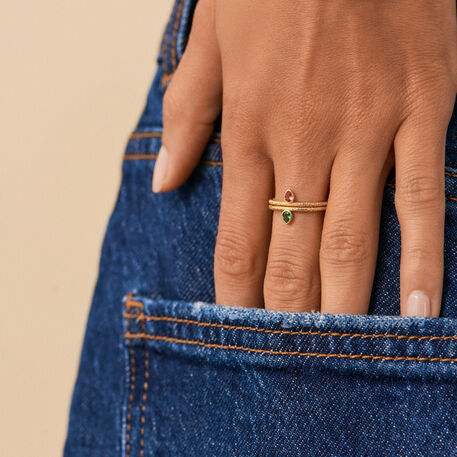 Anillo fino NEITH - Verde / Rosa - Anillos  | Agatha