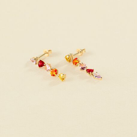 Pendientes largos VAGUE - Multicolor / Oro - Pendientes  | Agatha