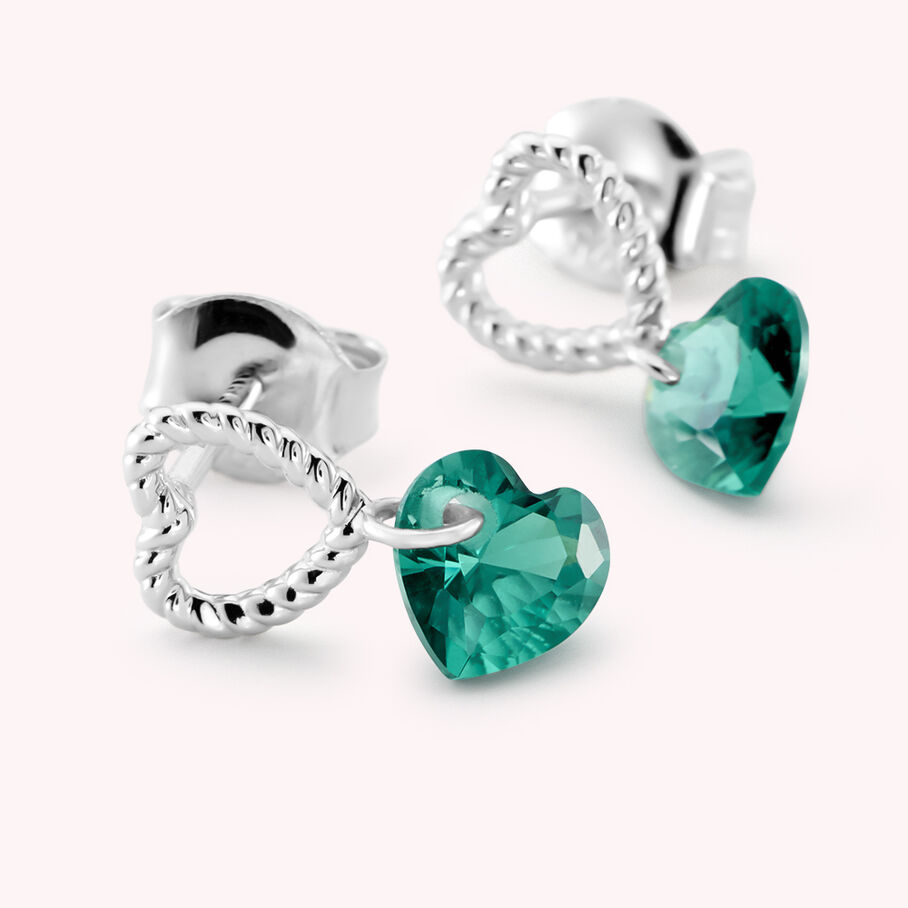 Pendientes cortos BEGUIN - Verde / Plata - Pendientes  | Agatha