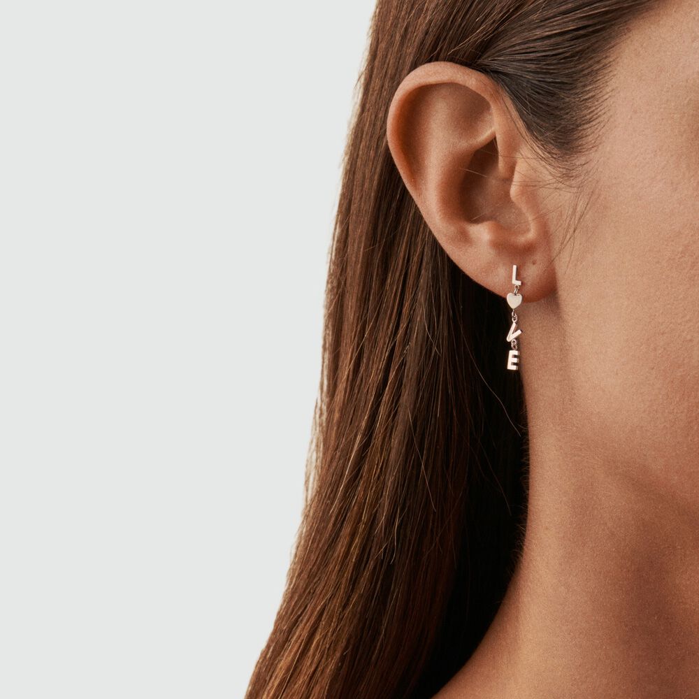 Pendientes largos WITH LOVE - Plata - Pendientes largos  | Agatha