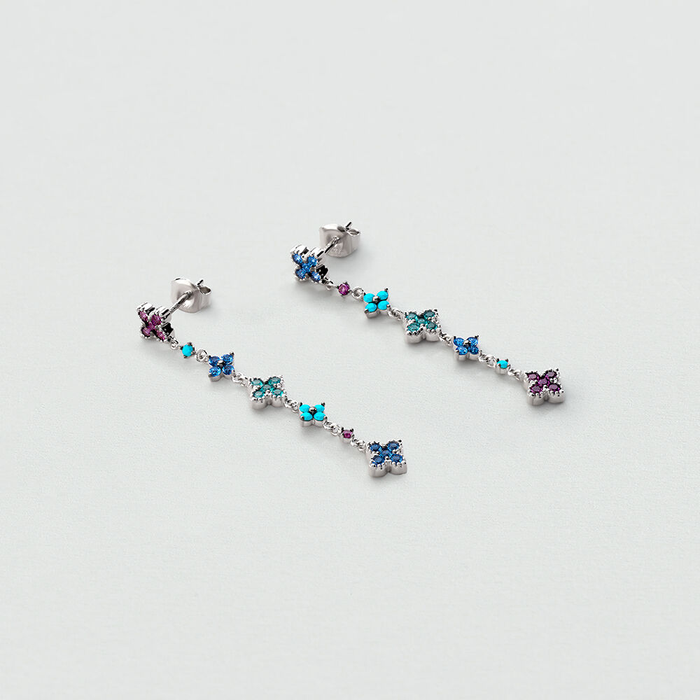 Pendientes largos BELOVED - Multicolor / Plata - Pendientes largos  | Agatha