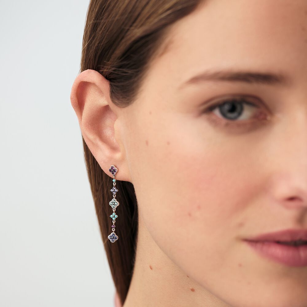 Pendientes largos BELOVED - Multicolor / Plata - Pendientes de fantasía  | Agatha