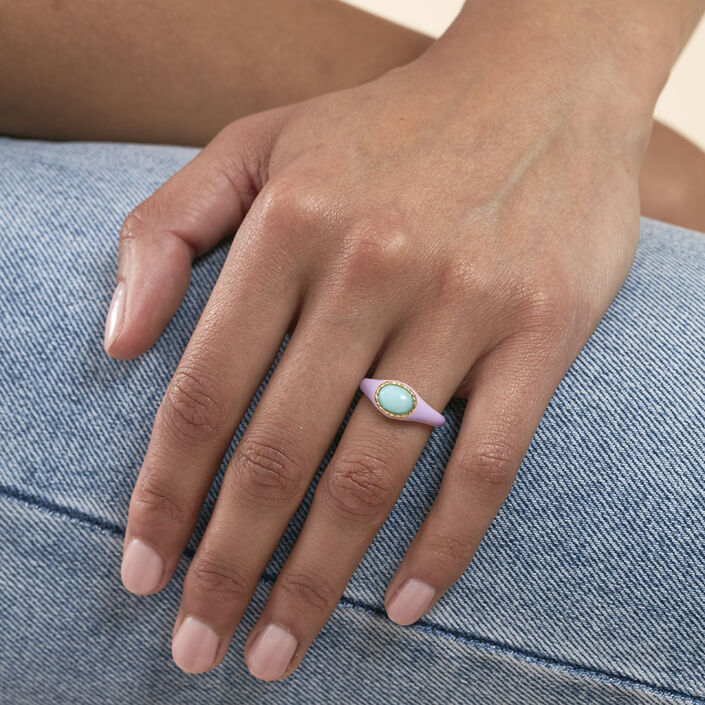 Anillo fino ARLEQUIN - Malva / Dorado - Anillos  | Agatha