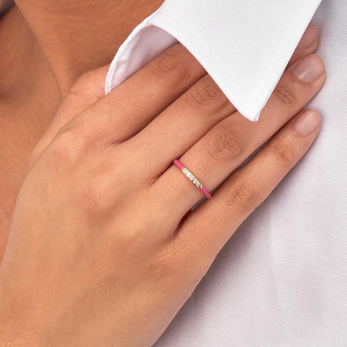 Anillo fino BONHEUR - Rosa / Oro - Anillos  | Agatha
